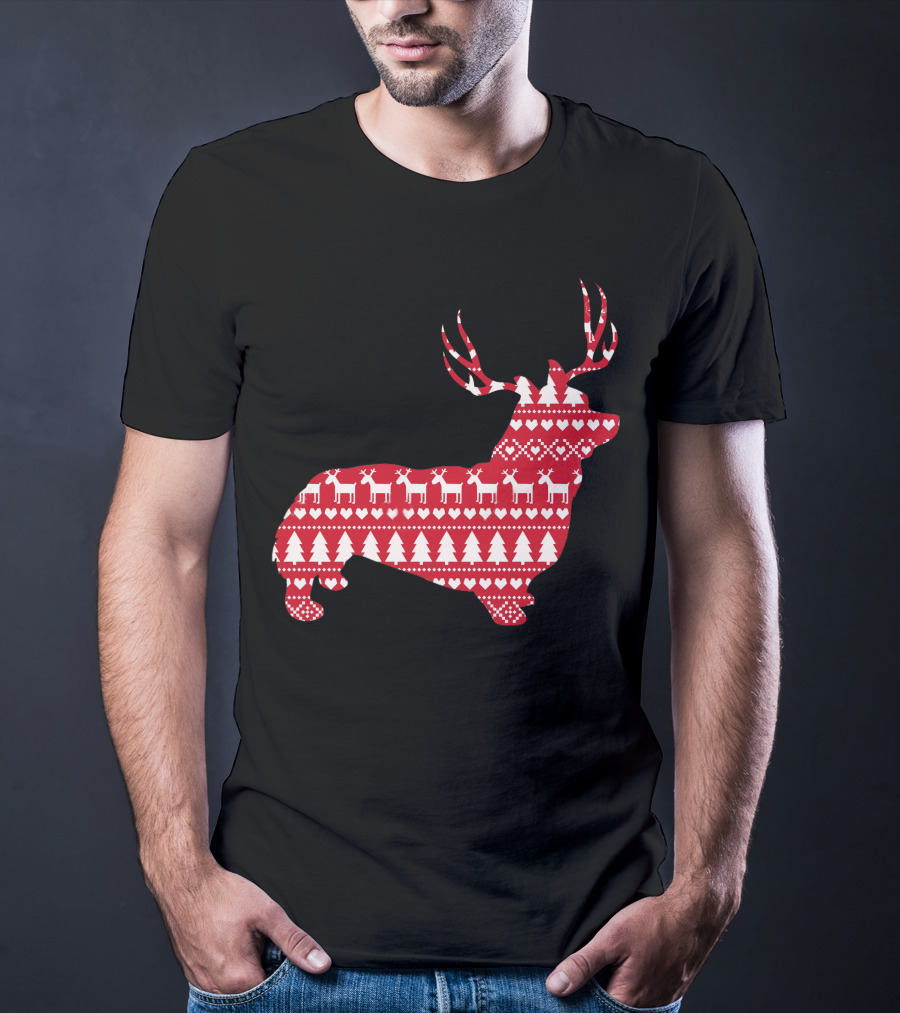 Welsh Corgi Christmas Reindeer T-Shirt