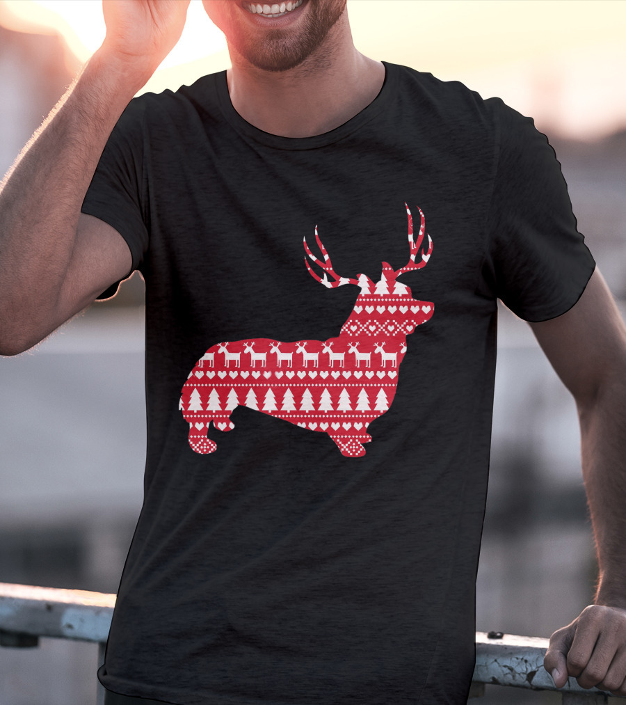 Welsh Corgi Christmas Reindeer T-Shirt