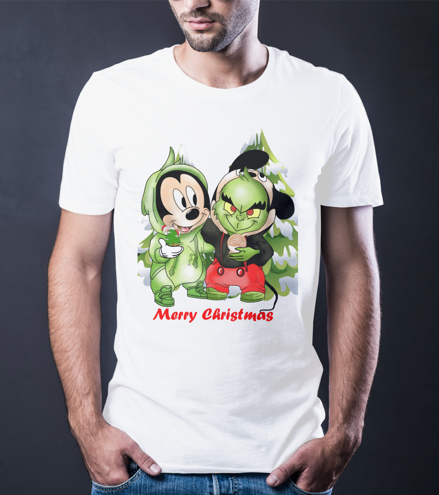 Merry Christmas The Grinch And Mickey T-Shirt