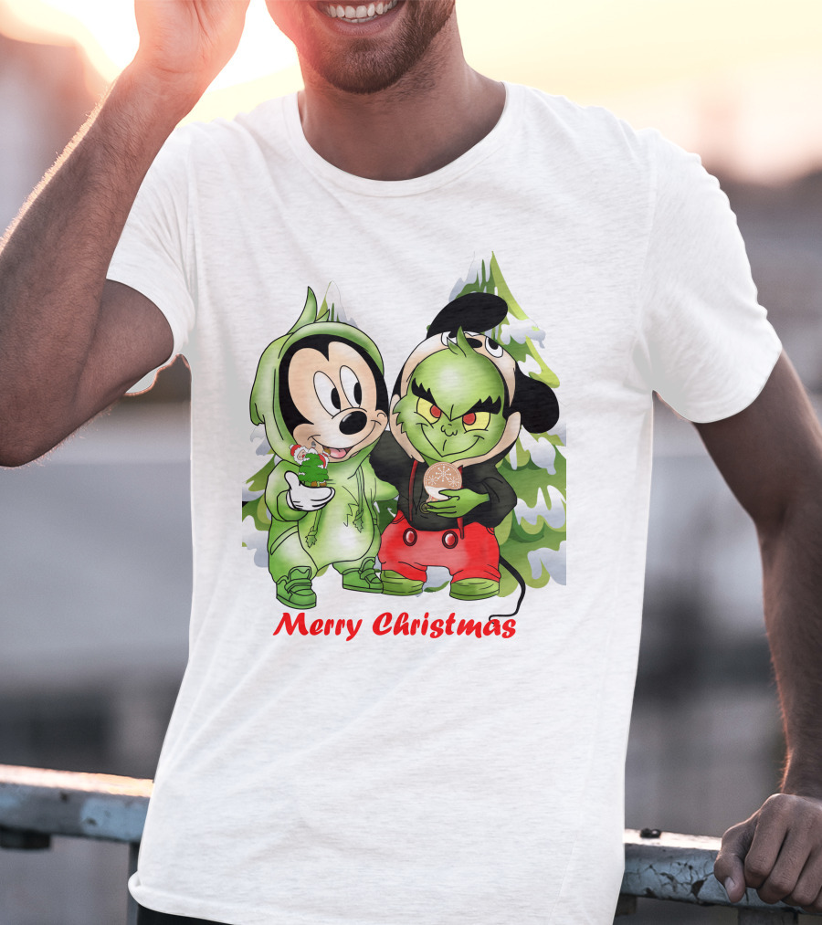 Merry Christmas The Grinch And Mickey T-Shirt