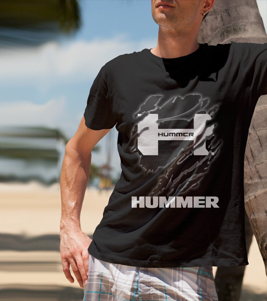 Hummer Logo With Claw Marks Text Overlay T-Shirt