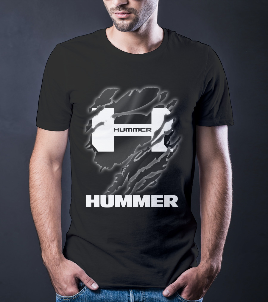 Hummer Logo With Claw Marks Text Overlay T-Shirt