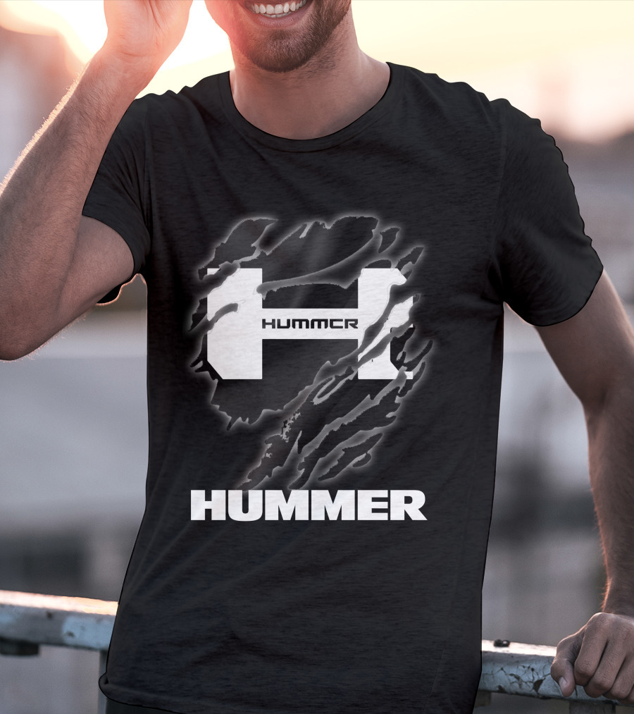Hummer Logo With Claw Marks Text Overlay T-Shirt