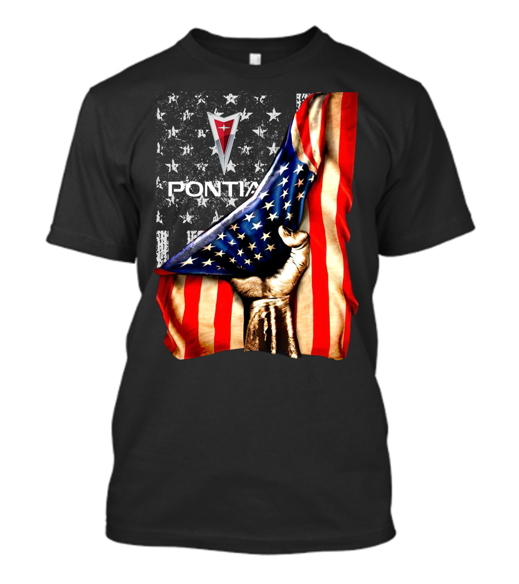 Pontiac Logo With American Flag Stars And Stripes Patriotic T-Shirt