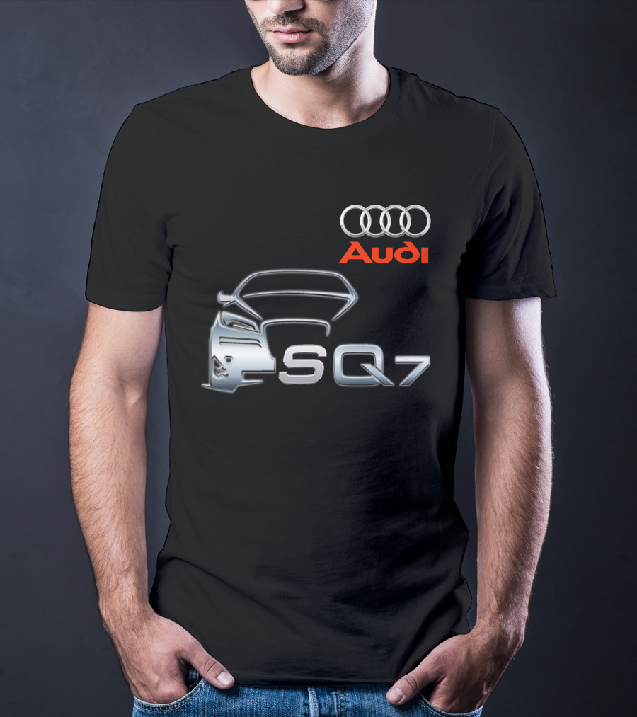Audi SQ7 Car Outline Emblem With Iconic Four Rings T-Shirt