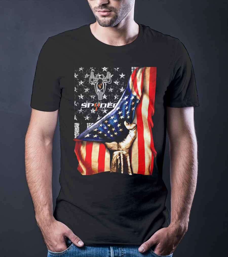 Spyder Spider Logo American Flag Hand Grasping T-Shirt