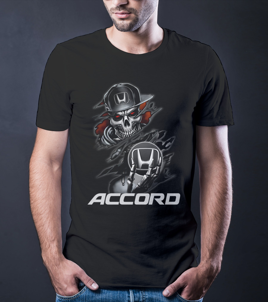Honda Accord Skull Design Black Hat Red Eyes T-Shirt