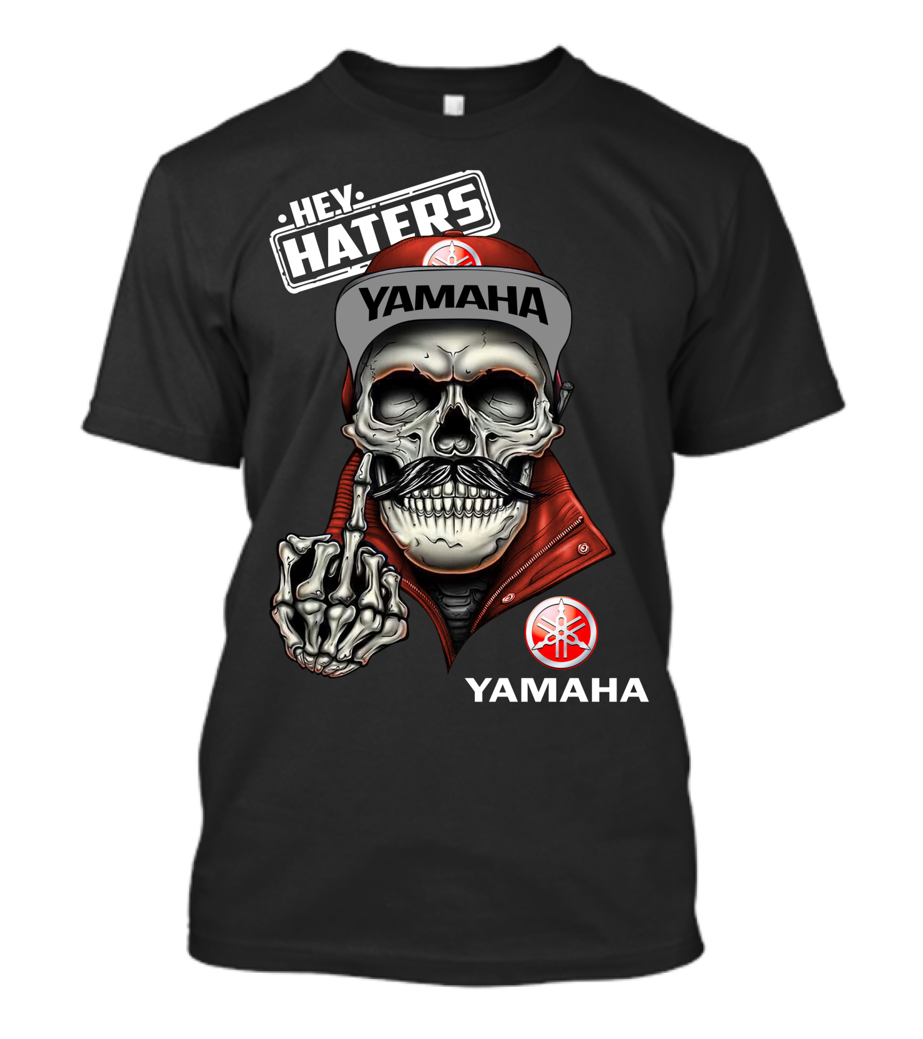 YAMAHA Hey Haters Skeleton Skull With Red Jacket And Cap T-Shirt