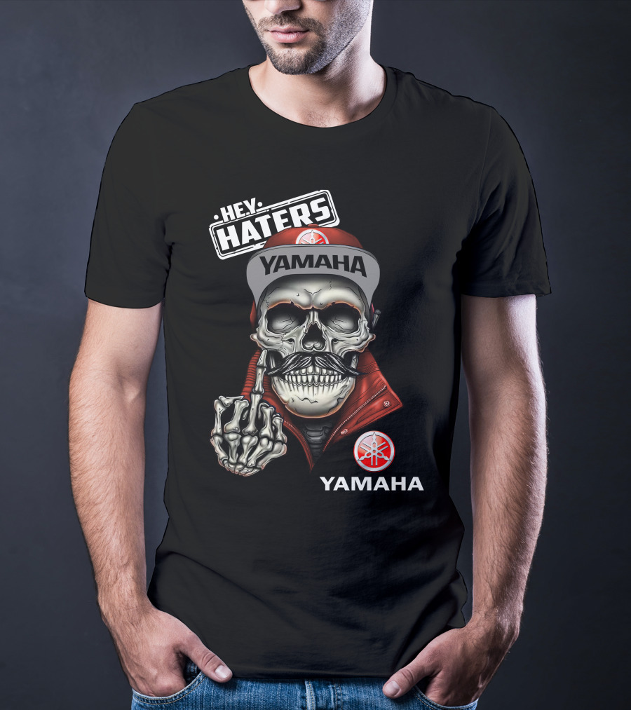YAMAHA Hey Haters Skeleton Skull With Red Jacket And Cap T-Shirt