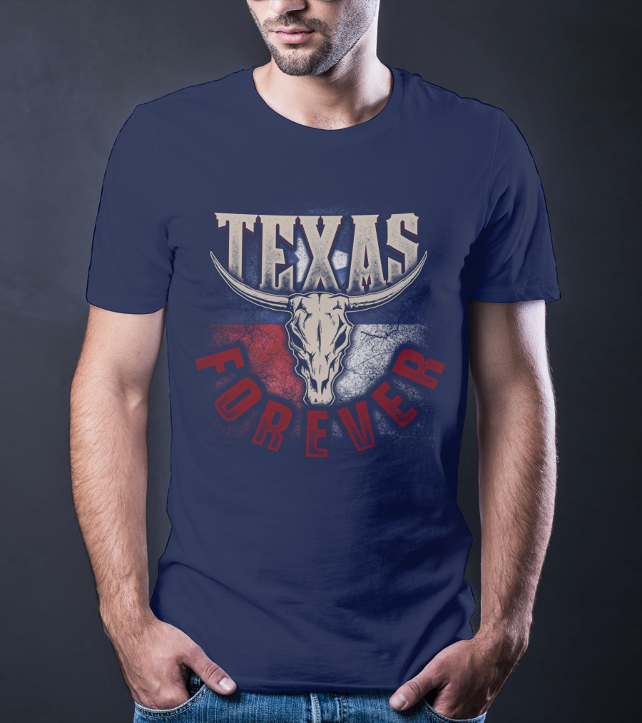 Texas Forever Longhorn Skull State Pride T-Shirt