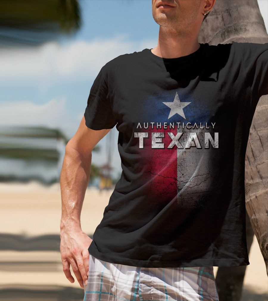 Authentically Texan Lone Star Flag Style T-Shirt