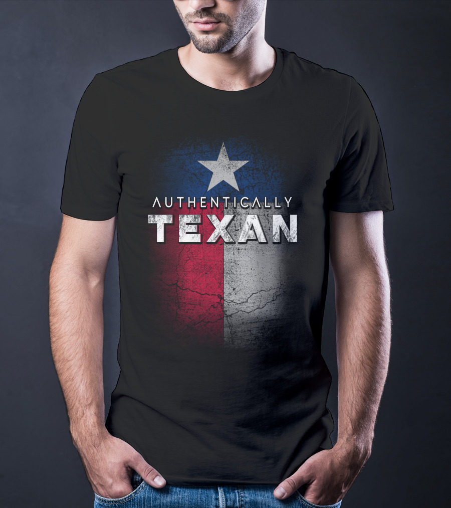 Authentically Texan Lone Star Flag Style T-Shirt