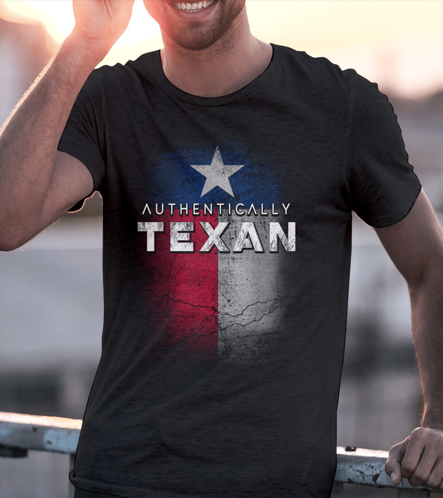 Authentically Texan Lone Star Flag Style T-Shirt