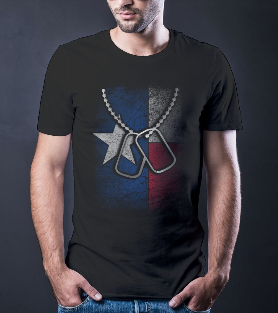 Veteran Texas Flag With Dog Tags T-Shirt