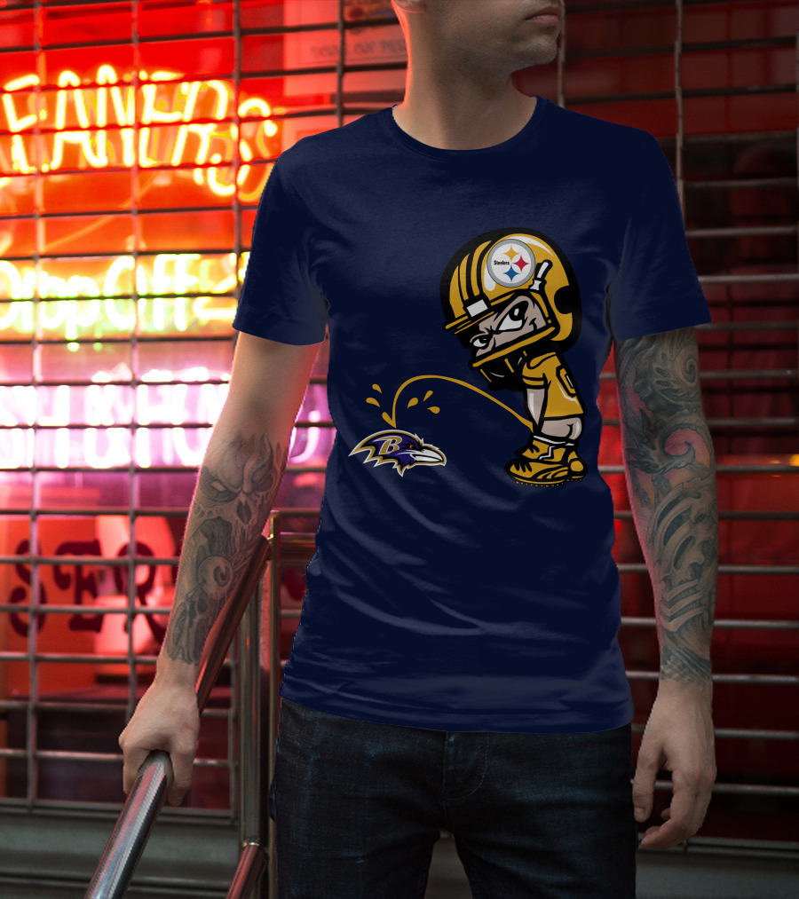Steelers Vs. Ravens Rivalry Cartoon Helmet T-Shirt