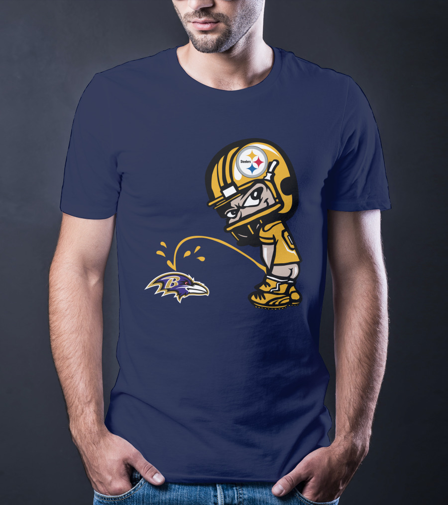 Steelers Vs. Ravens Rivalry Cartoon Helmet T-Shirt