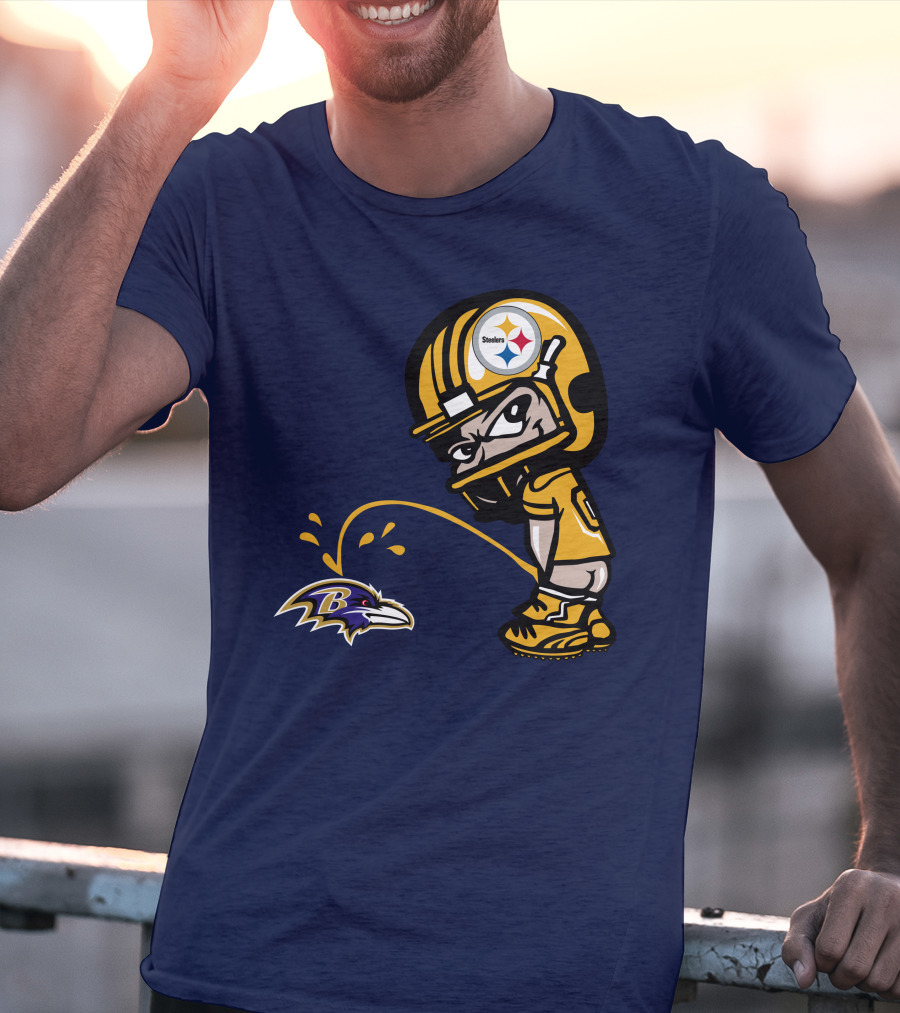 Steelers Vs. Ravens Rivalry Cartoon Helmet T-Shirt
