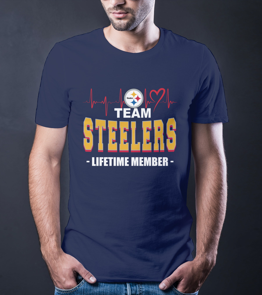Team Steelers Lifetime Member Pittsburgh Steelers Heartbeat T-Shirt