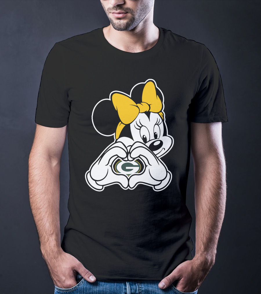 Minnie Mouse Green Bay Packers Heart Hands T-Shirt