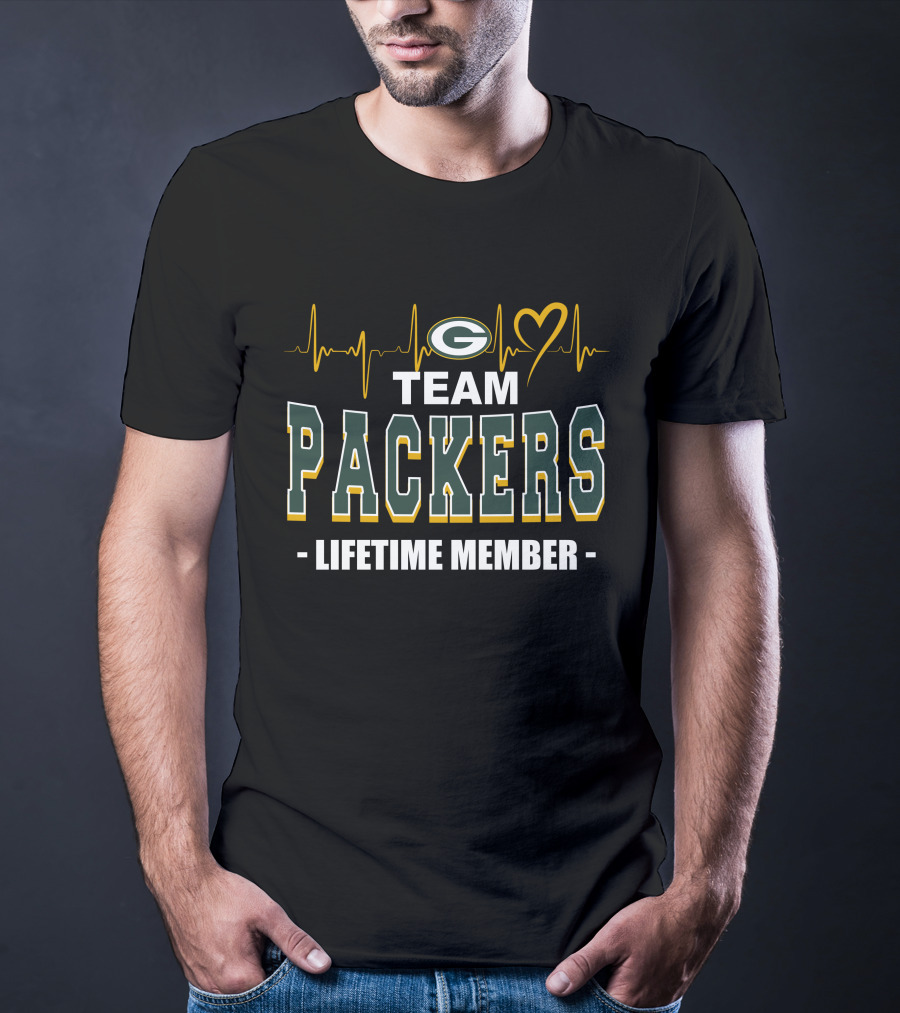 Team Packers Lifetime Member Green Bay Packers Heartbeat T-Shirt