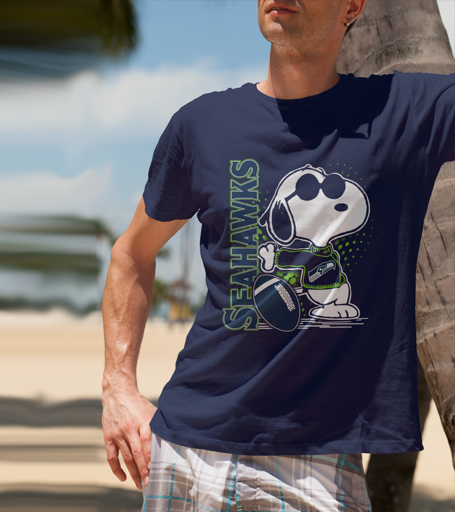 Seattle Seahawks Snoopy Football T-Shirt