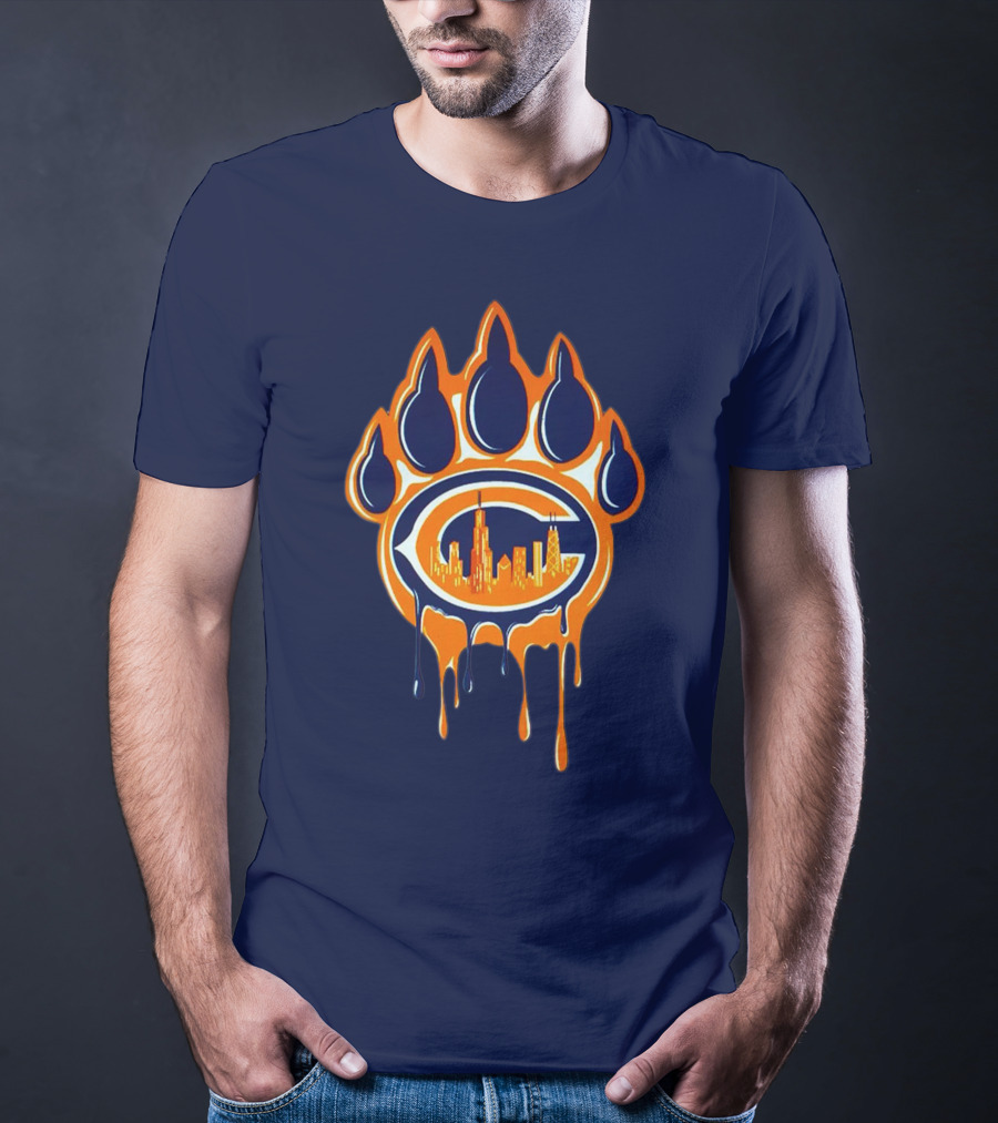 Chicago Bears Dripping Skyline Paw T-Shirt