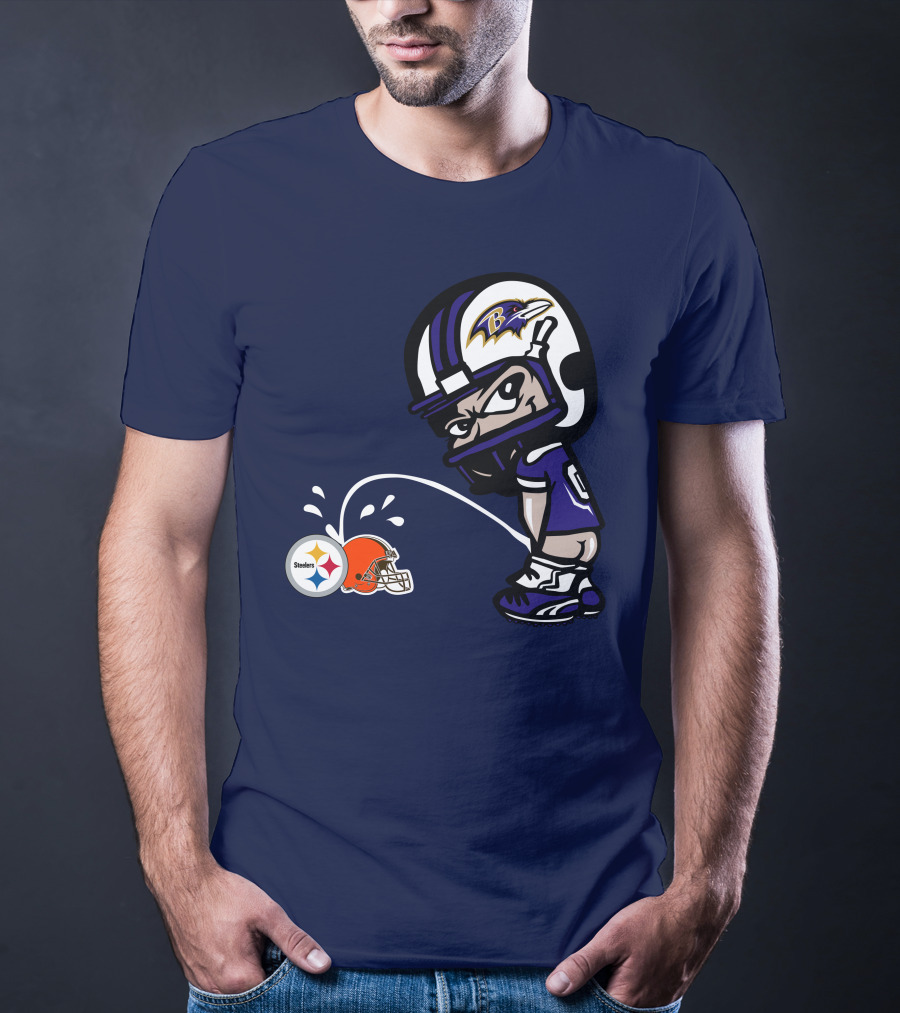 Baltimore Ravens Rivalry Mock Pittsburgh Steelers Cleveland Browns Helmets T-Shirt