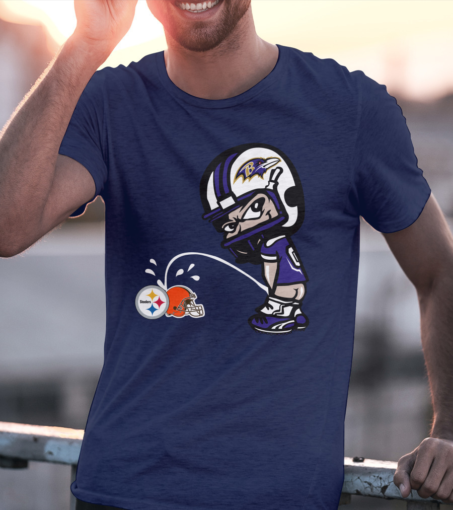 Baltimore Ravens Rivalry Mock Pittsburgh Steelers Cleveland Browns Helmets T-Shirt