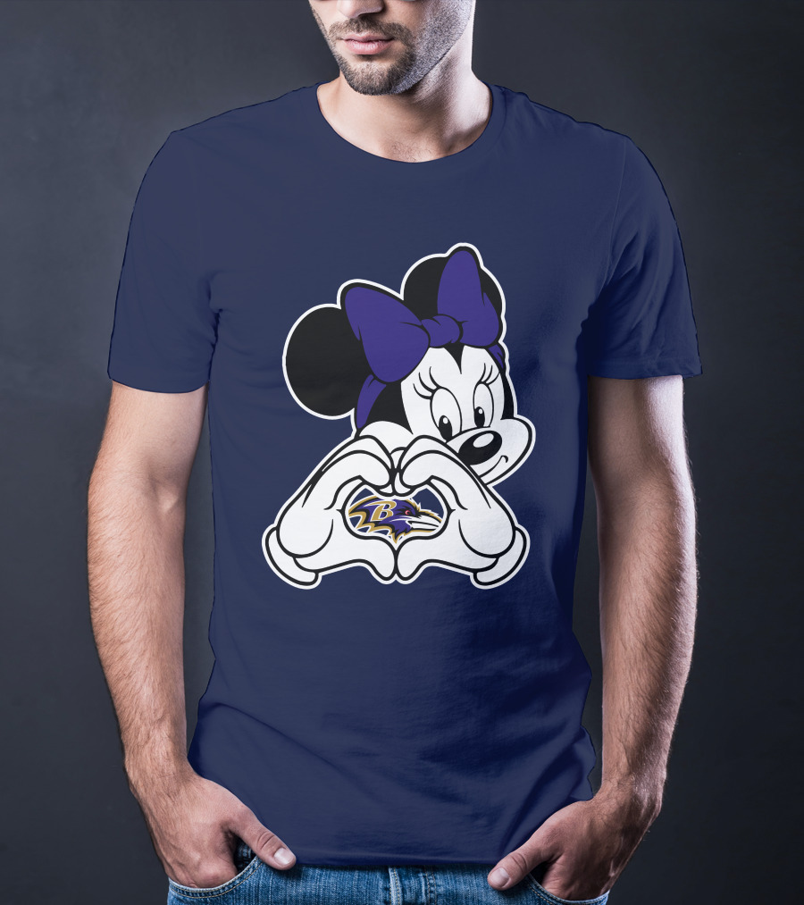 Baltimore Ravens Minnie Mouse Heart Hands T-Shirt