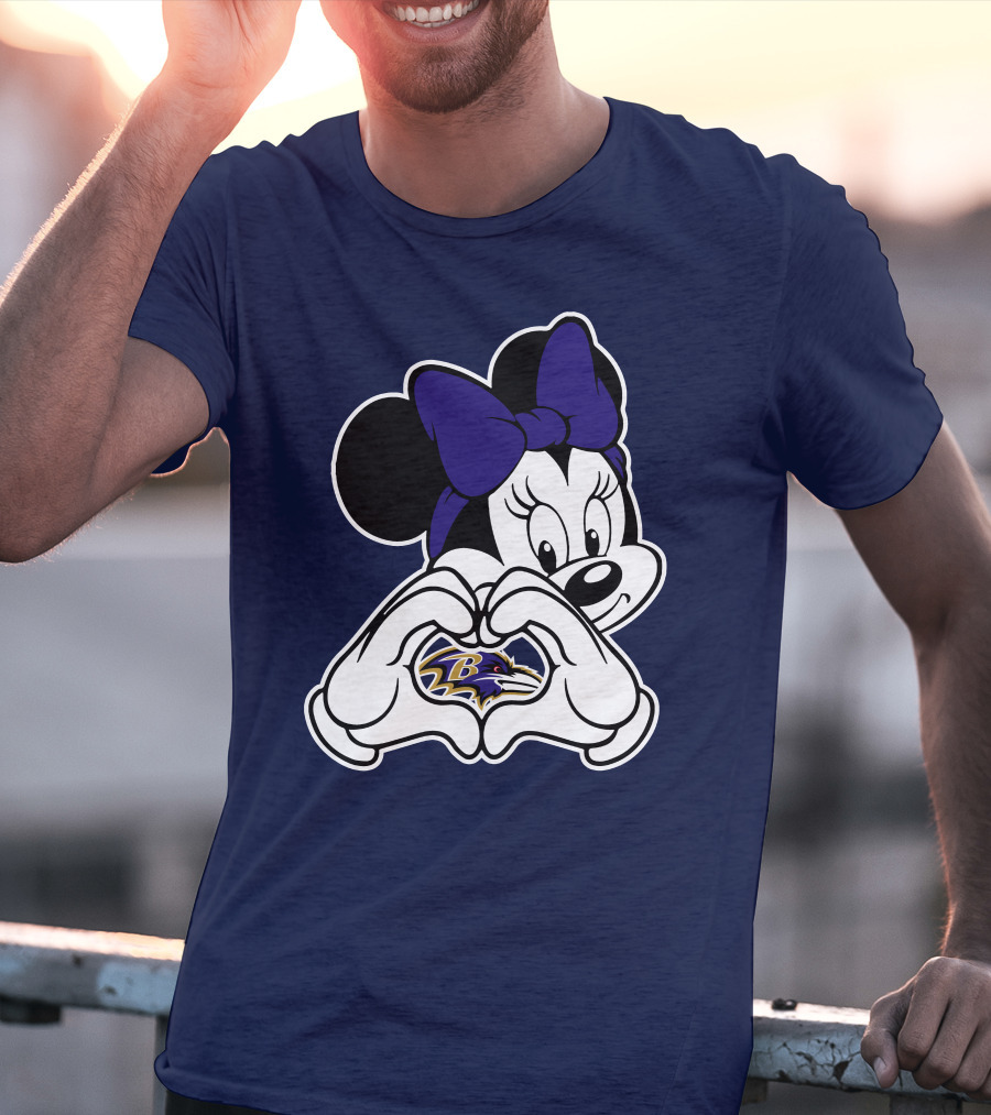 Baltimore Ravens Minnie Mouse Heart Hands T-Shirt