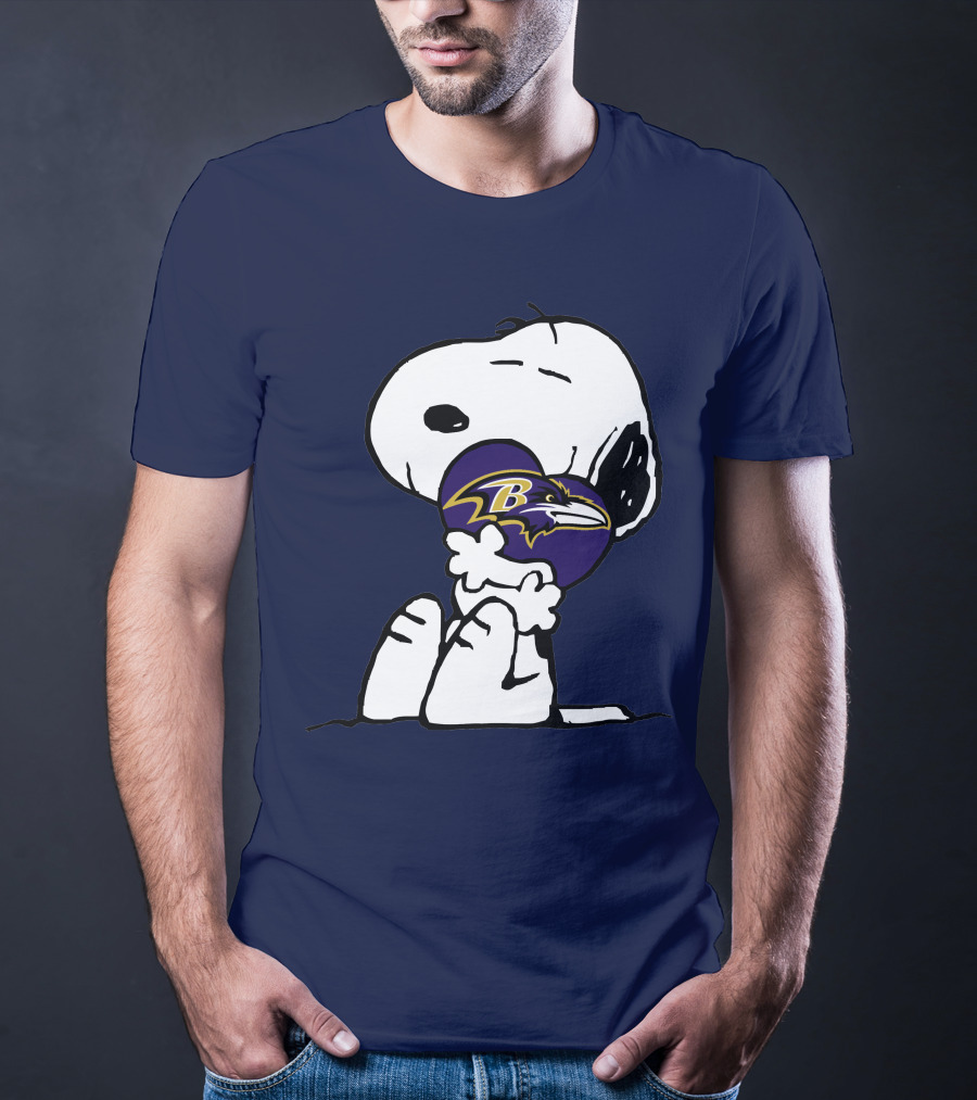 Baltimore Ravens Snoopy Hugging T-Shirt
