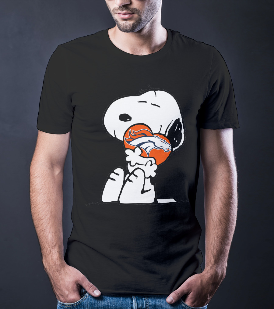 Snoopy Hugging Denver Broncos Football T-Shirt