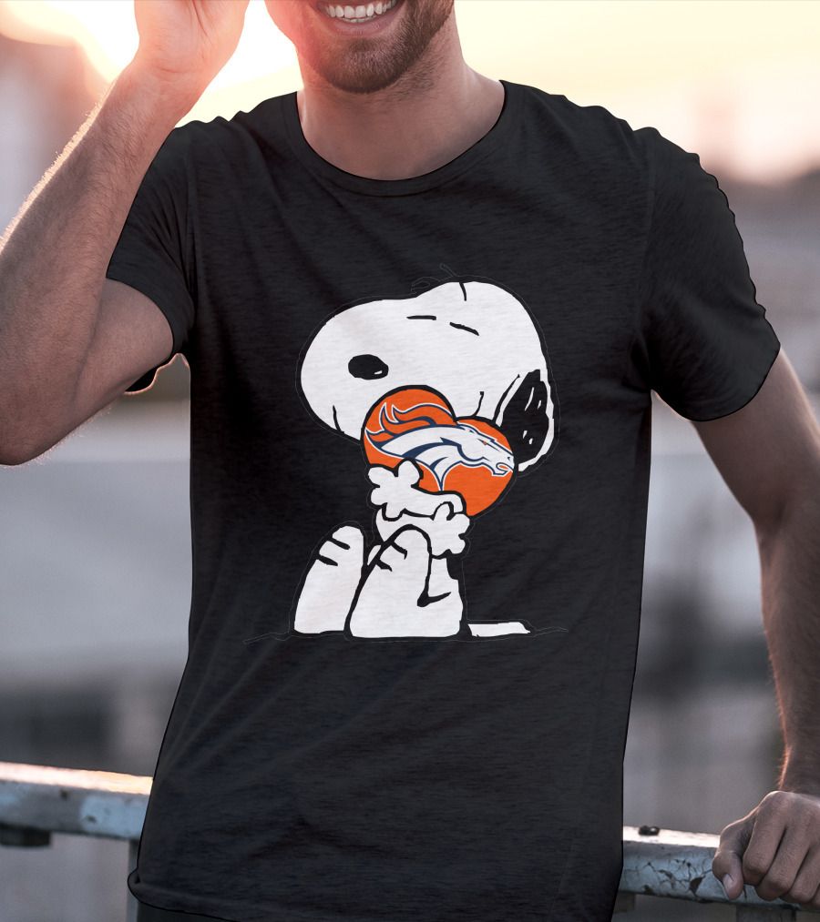 Snoopy Hugging Denver Broncos Football T-Shirt