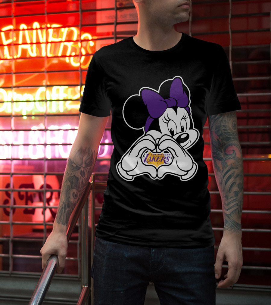 Los Angeles Lakers Minnie Mouse Heart Hands T-Shirt