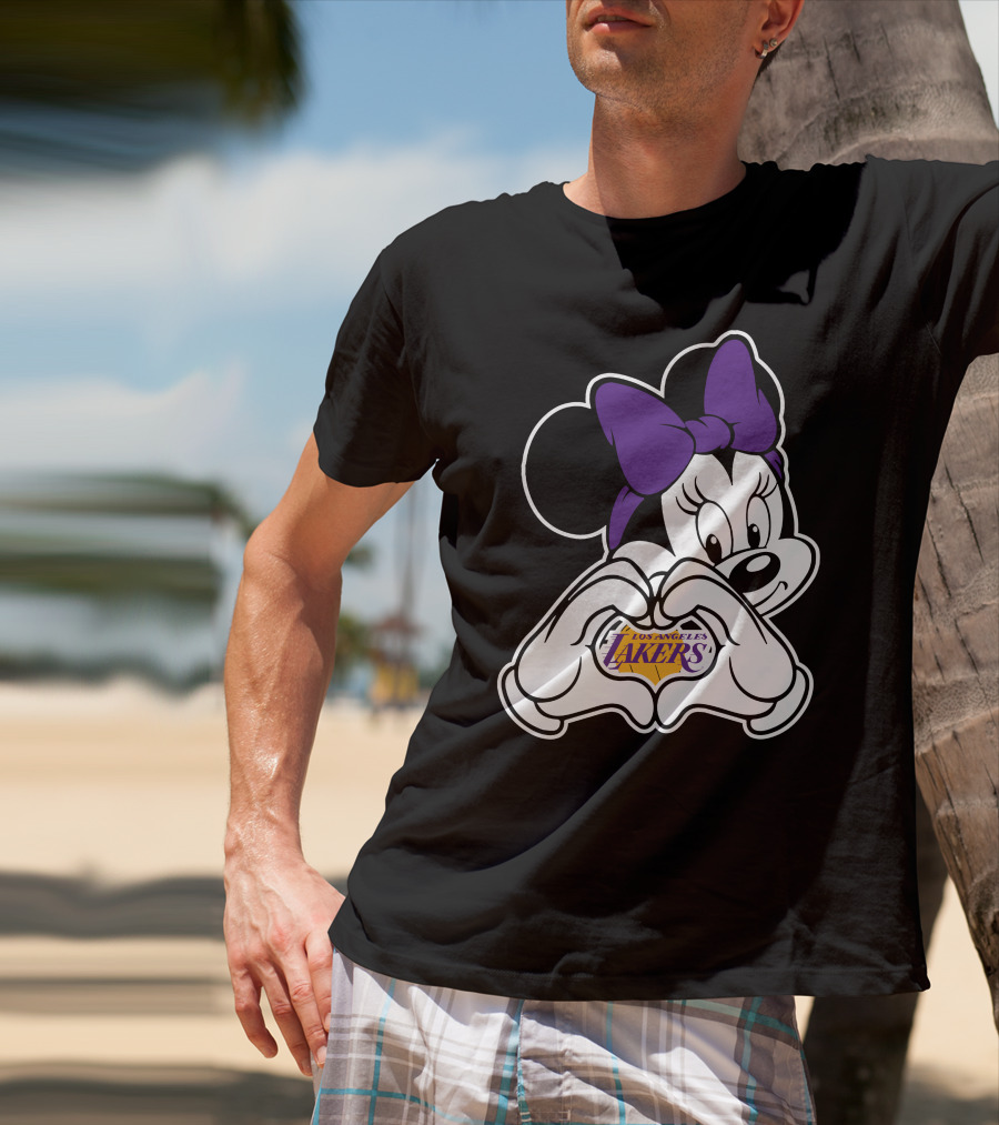 Los Angeles Lakers Minnie Mouse Heart Hands T-Shirt