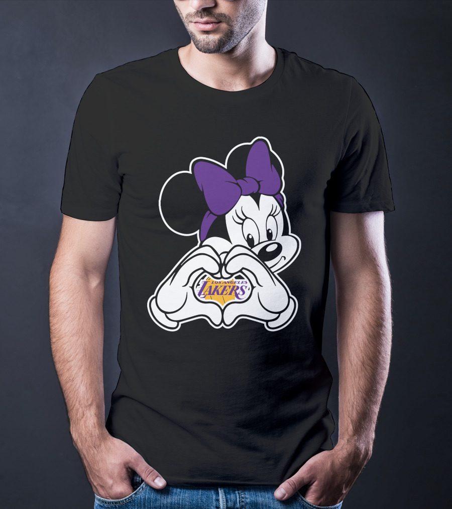 Los Angeles Lakers Minnie Mouse Heart Hands T-Shirt