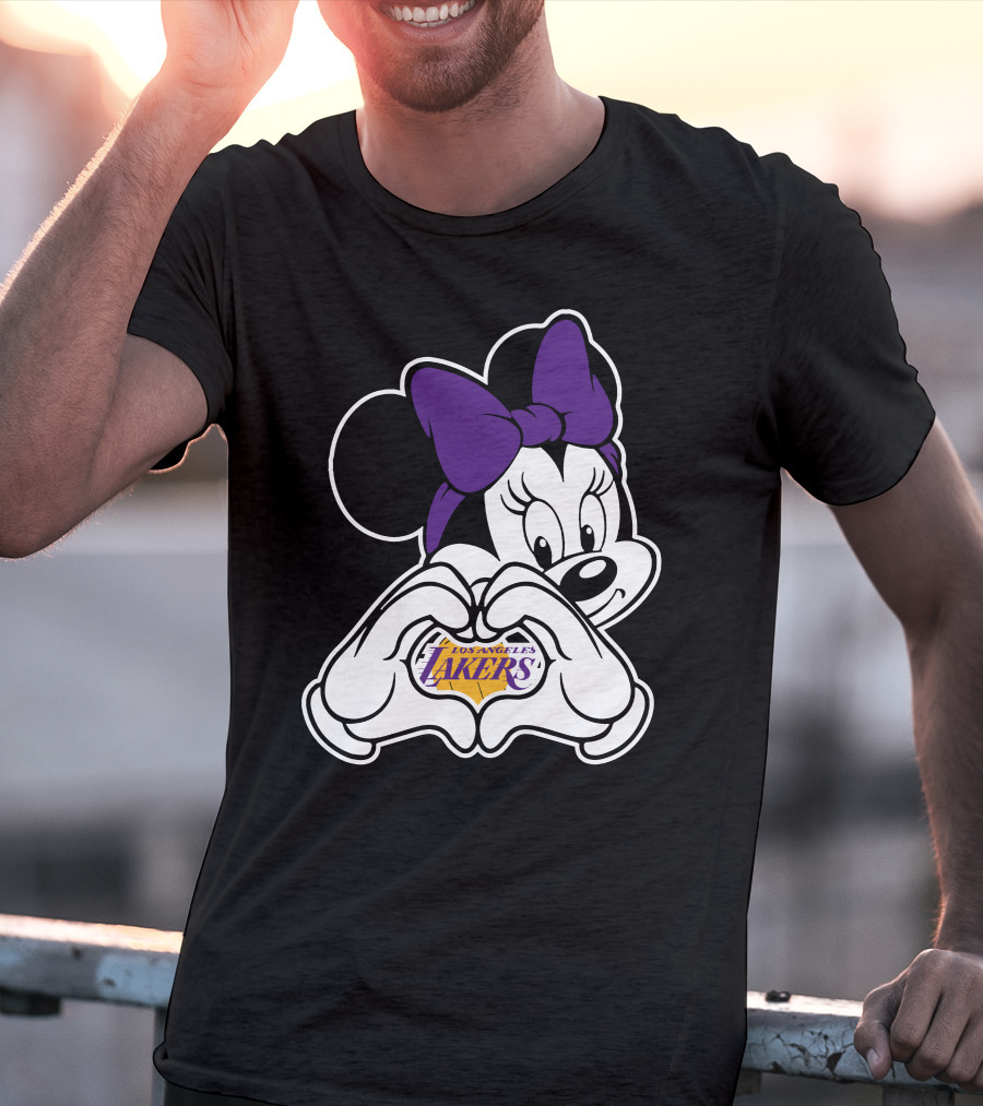 Los Angeles Lakers Minnie Mouse Heart Hands T-Shirt