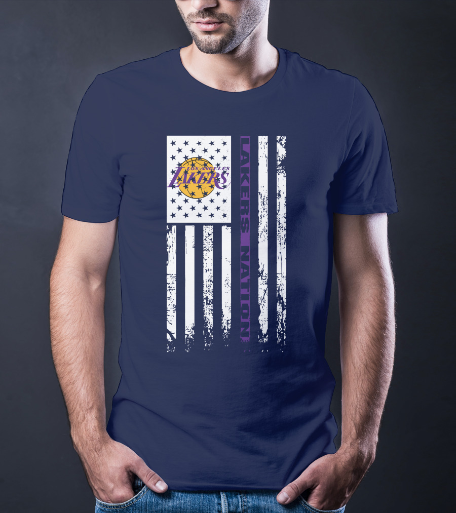 Los Angeles Lakers Nation Flag Stars Stripes T-Shirt
