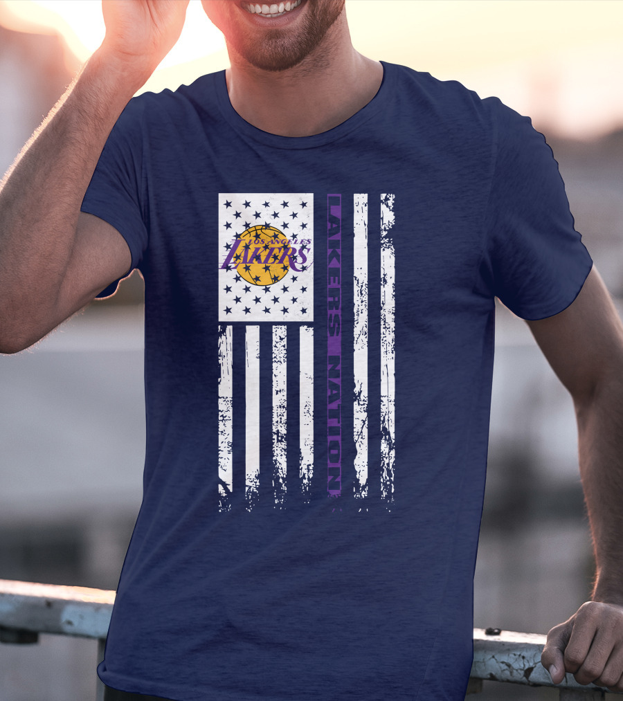 Los Angeles Lakers Nation Flag Stars Stripes T-Shirt