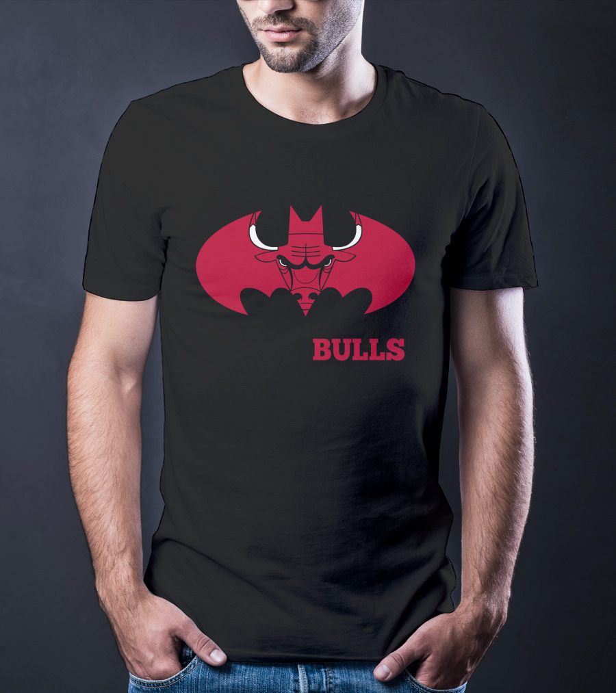 Chicago Bulls Red Batman Logo Mashup T-Shirt