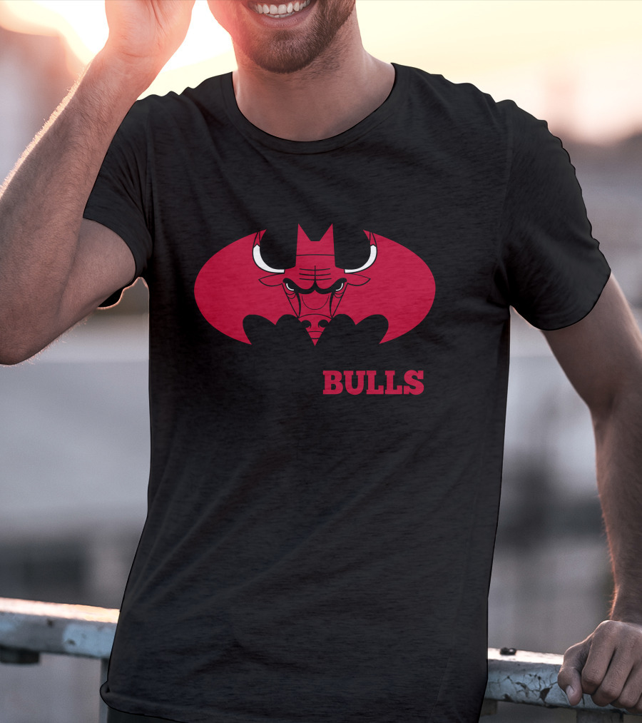 Chicago Bulls Red Batman Logo Mashup T-Shirt
