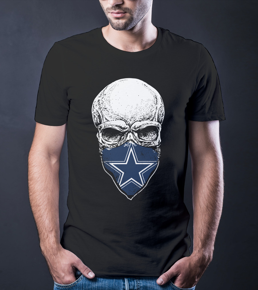 Skull With Dallas Cowboys Star Bandana T-Shirt