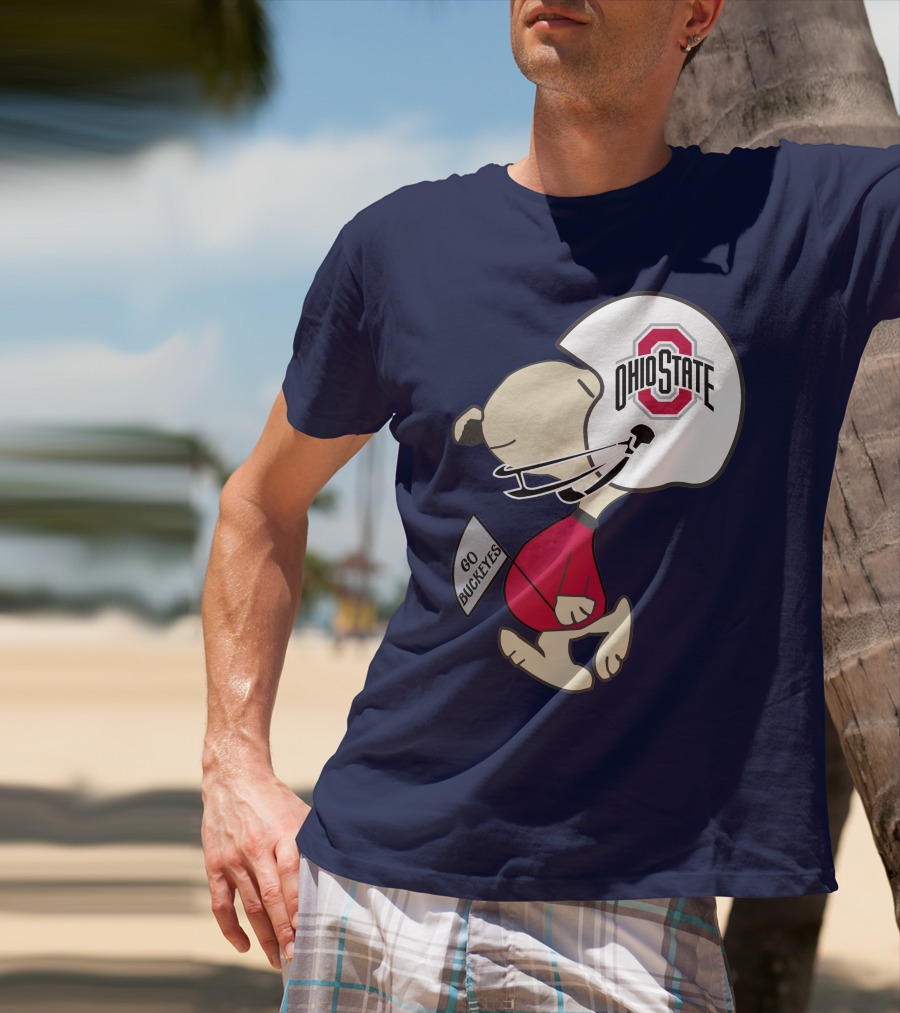 Go Buckeyes Ohio State Buckeyes Peanuts Character Football Helmet T-Shirt