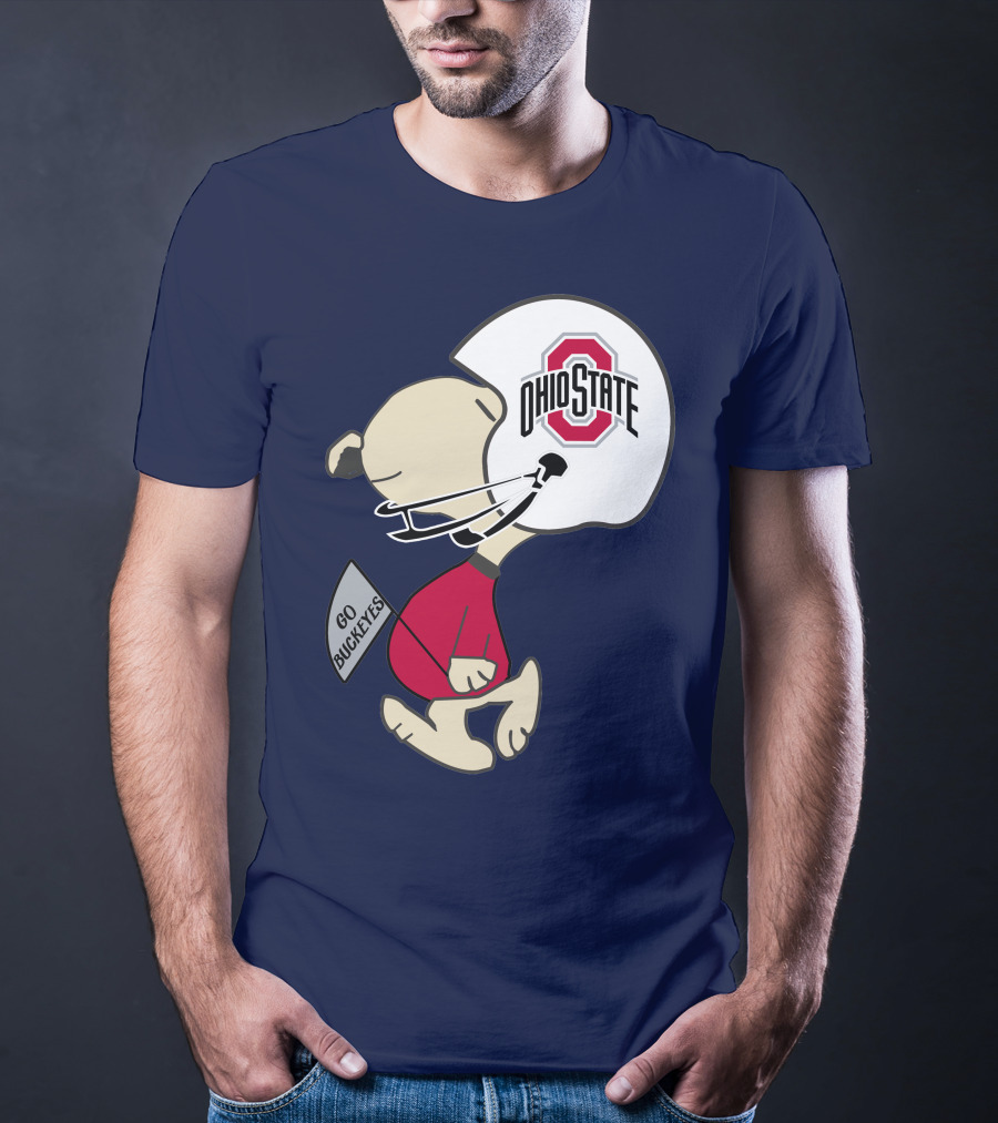 Go Buckeyes Ohio State Buckeyes Peanuts Character Football Helmet T-Shirt