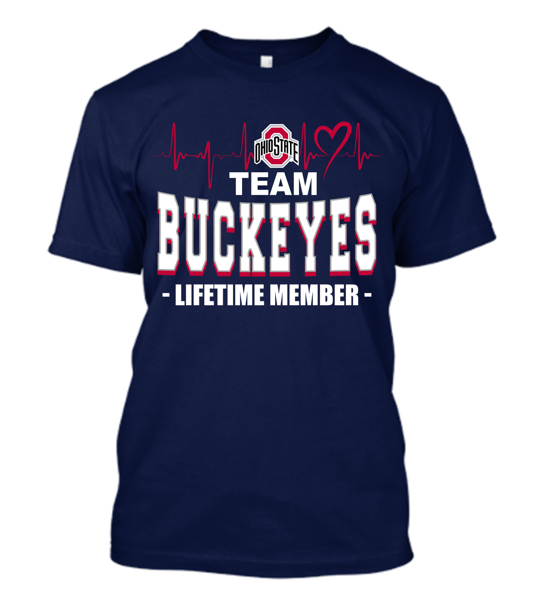 Ohio State Team Buckeyes Lifetime Member Heartbeat T-Shirt