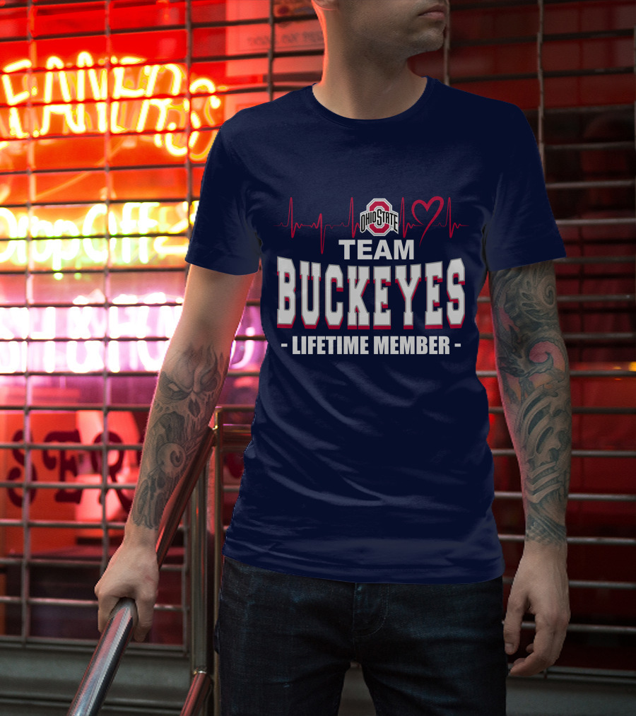 Ohio State Team Buckeyes Lifetime Member Heartbeat T-Shirt