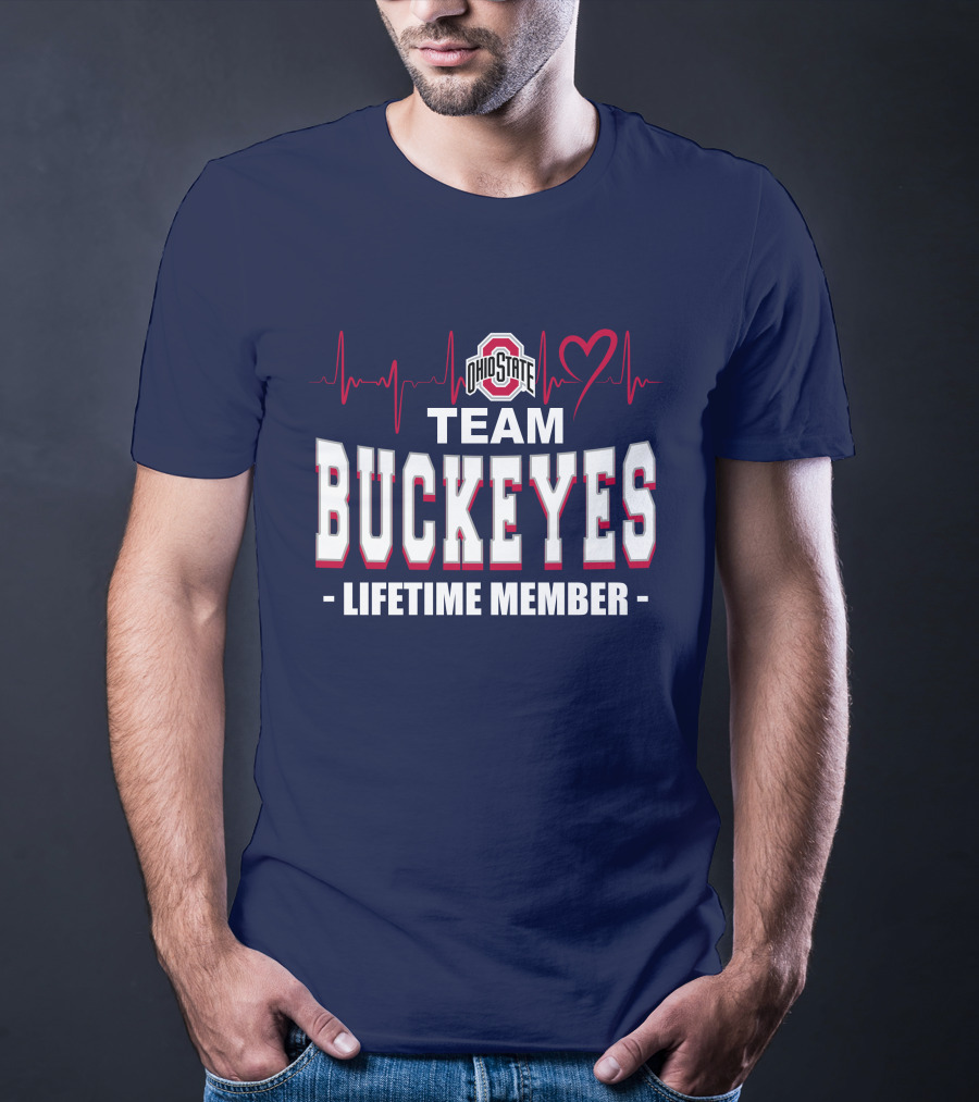 Ohio State Team Buckeyes Lifetime Member Heartbeat T-Shirt