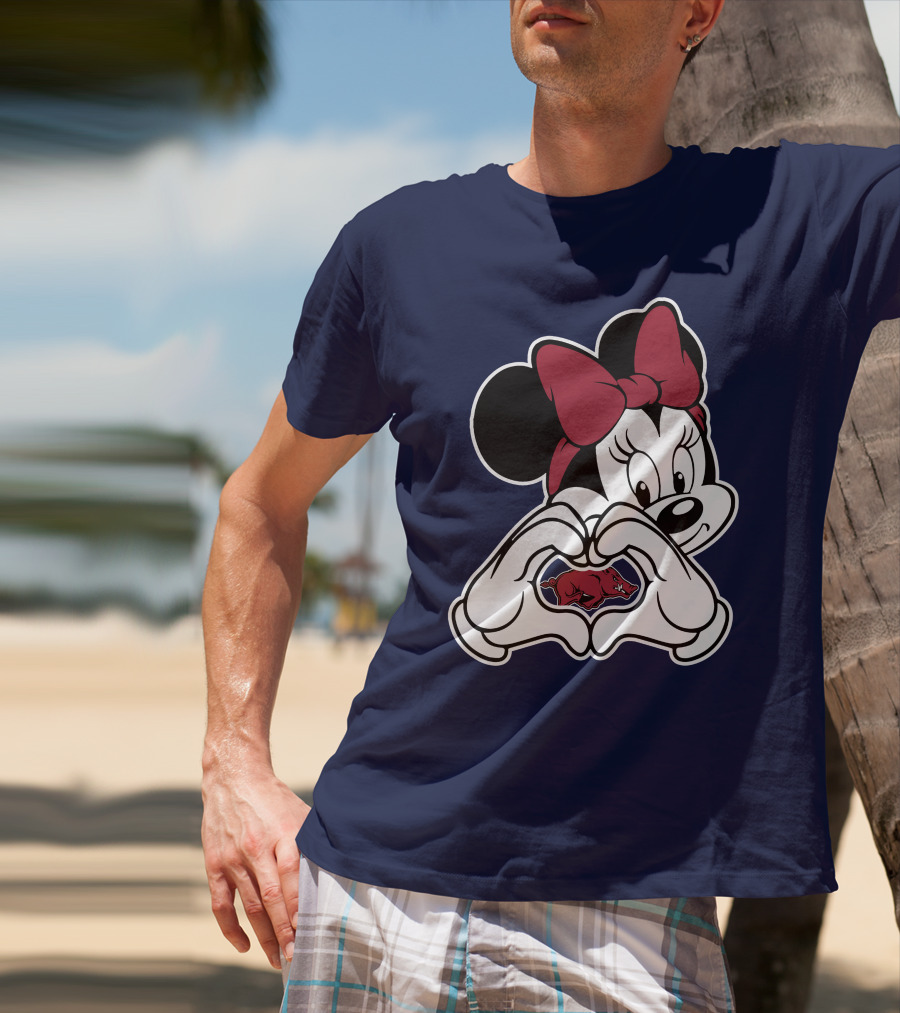 Arkansas Razorbacks Mickey Mouse Heart Hands T-Shirt