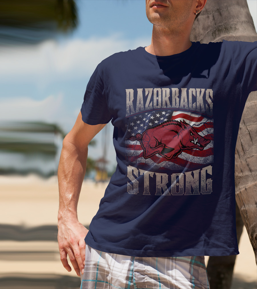 Razorbacks Strong American Flag T-Shirt
