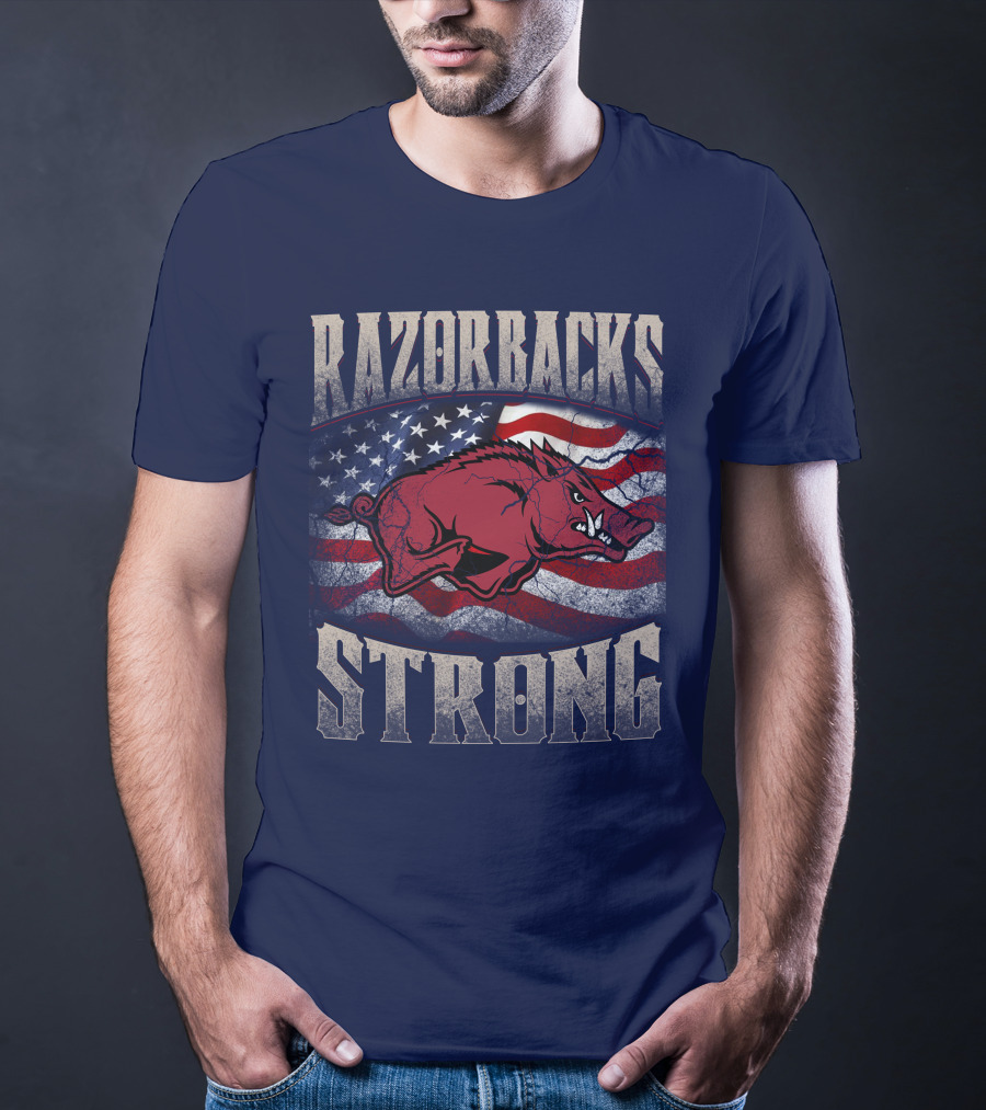 Razorbacks Strong American Flag T-Shirt
